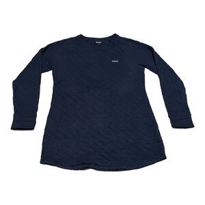 Patagonia Womens Quilted Tunic Large Navy Blue Sweatshirt Organic Cotton